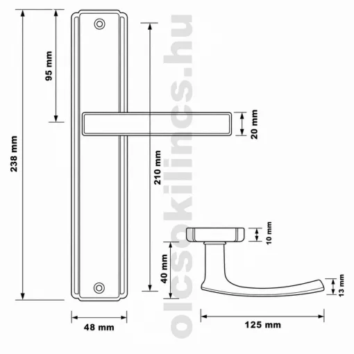 Retró Ajtókilincs Szatén Króm Felület 90 mm BB