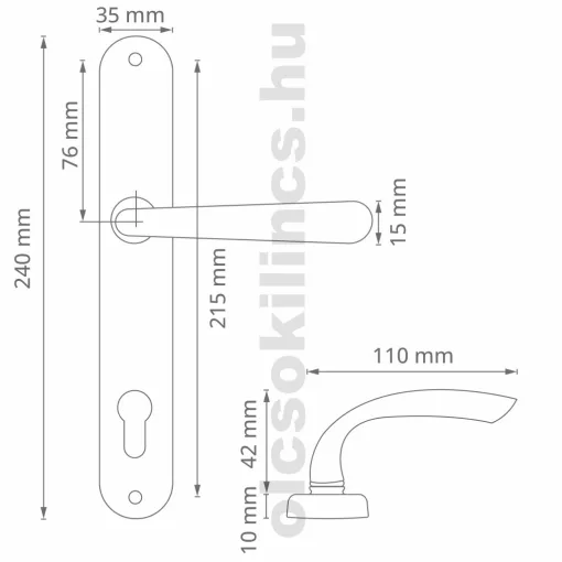 Portó Ajtókilincs Szatén Króm Felület 90 mm BB