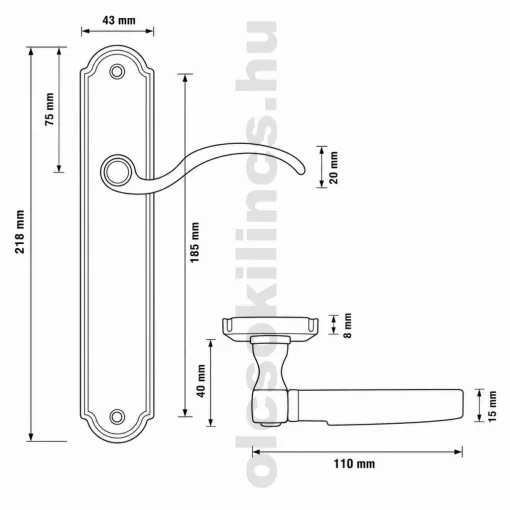 Petra Ajtókilincs Antik Súrolt Felület 90 mm BB