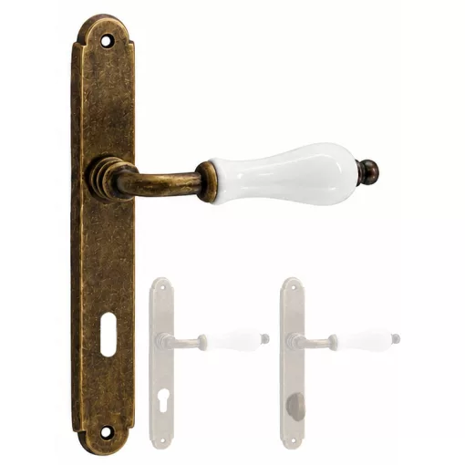 Samoha-Diána Pajzsos Fehér Porcelán Betétes Patinás Antik 90 mm BB