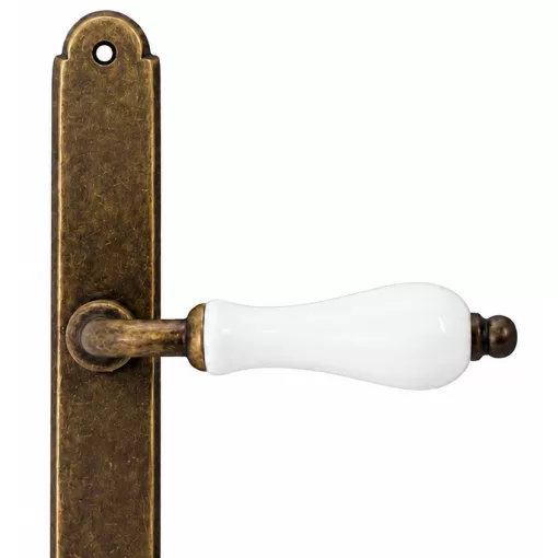 Samoha-Diána Pajzsos Fehér Porcelán Betétes Patinás Antik 90 mm BB