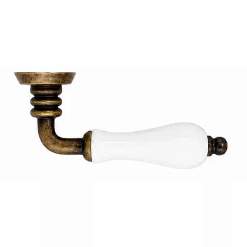 Samoha-Diána Pajzsos Fehér Porcelán Betétes Patinás Antik 90 mm BB