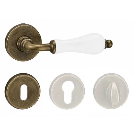 Samoha-Diána Körrozettás Fehér Porcelán Betétes Patinás Antik BB