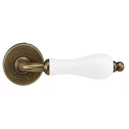 Samoha-Diána Körrozettás Fehér Porcelán Betétes Patinás Antik BB