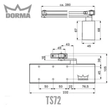 DORMA TS 72 Ajtócsukó, Csúszósínes, Szögletes Ezüst, Ellenoldalra Is