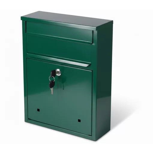 Postaláda Kocka Zöld Kétoldali Bedobónyílással