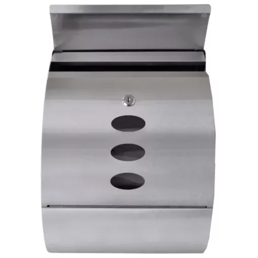 Postaláda Design Hajlított Nemesacél Inox  Újságtartóval