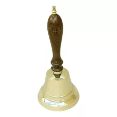 Kézicsengő sárgaréz fa nyéllel 22 cm x 10 cm