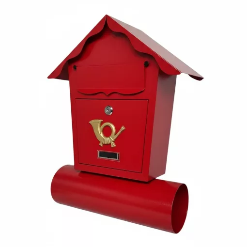 Mélia Szórólaptartós Postaláda Házikó forma Piros