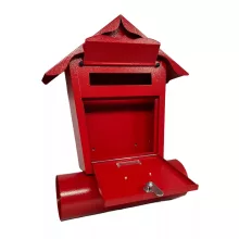 Mélia Szórólaptartós Postaláda Házikó forma Piros