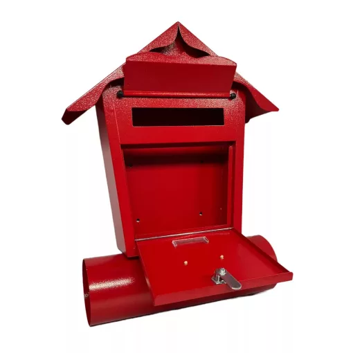 Mélia Szórólaptartós Postaláda Házikó forma Piros